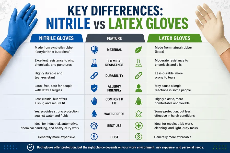 Key Differences Nitrile vs Latex Gloves